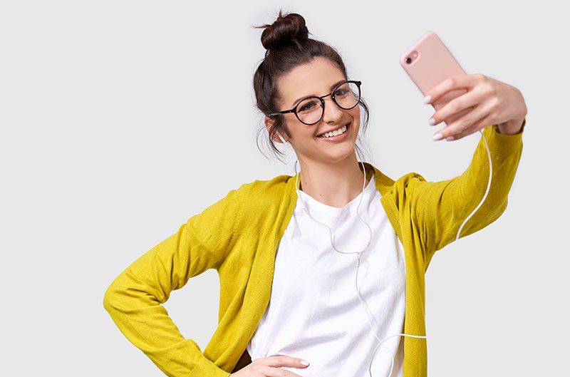 woman holding a phone